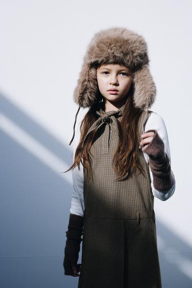 取り外し可能なスカーフ付きチェック柄ジャンパースカートゴールデンブラウンZaraの取り外し可能なスカーフ付きチェック柄ジャンパースカート - ゴールデンブラウン 