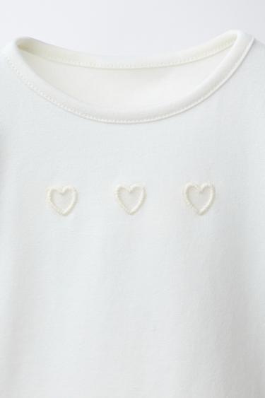 CUT-OUT HEARTS T-SHIRT - Oyster-white by Zara - Image 2