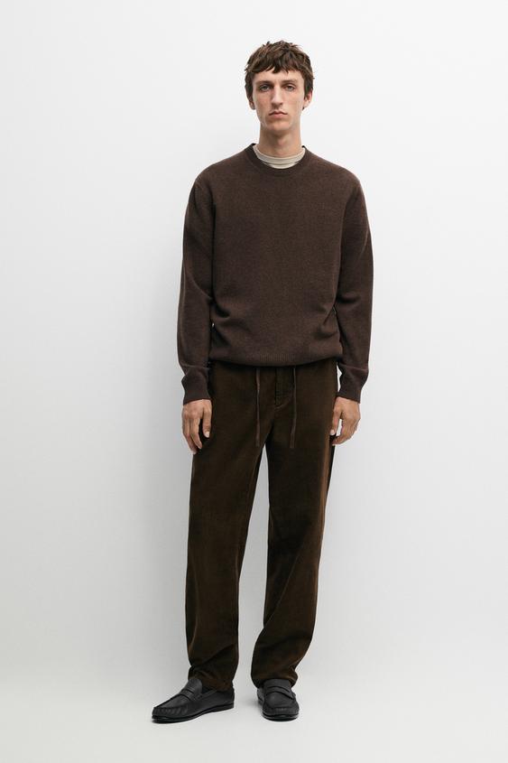 Zara Corduroy jogger fit pants - Green - Image 0