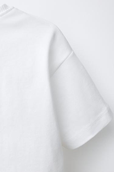 T-SHIRT UNI BRODÉ - Blanc de Zara - Image 3