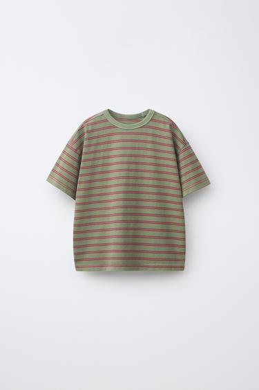 STRIPED T-SHIRT - Green by Zara - Image 0