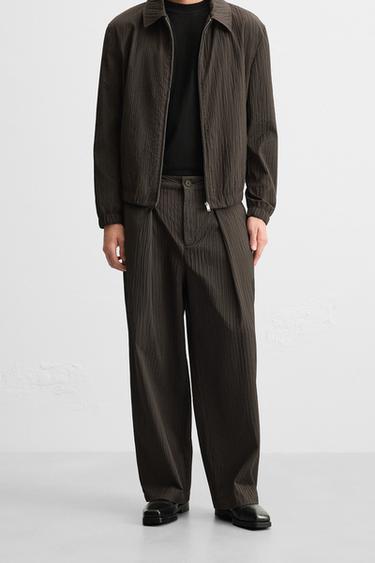 Zara PLEATED SUIT PANTS - Brown