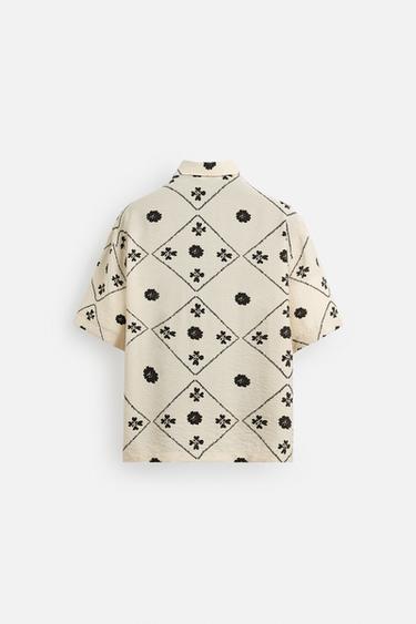 CONTRAST PRINT SHIRT - Mid-ecru by Zara - Image 7