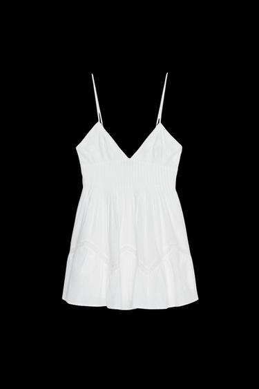 Zara EMBROIDERED SHORT DRESS - White - Image 0