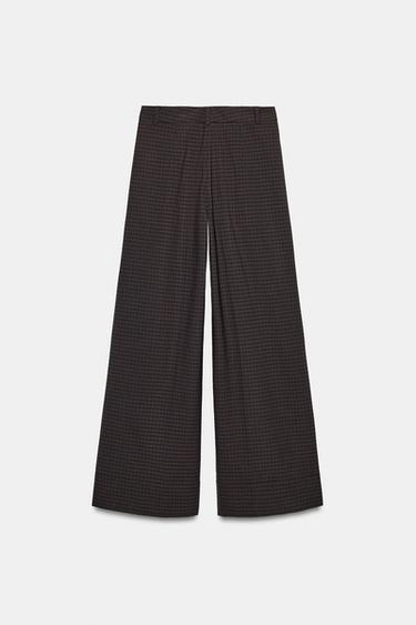 ZW COLLECTION CHECKED DARTED TROUSERS - Brown-Blue by Zara - Image 4
