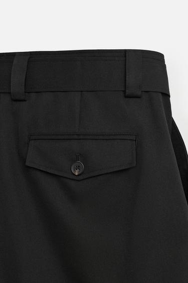 BERMUDA COUPE AMPLE CEINTURE - Noir de Zara - Image 8