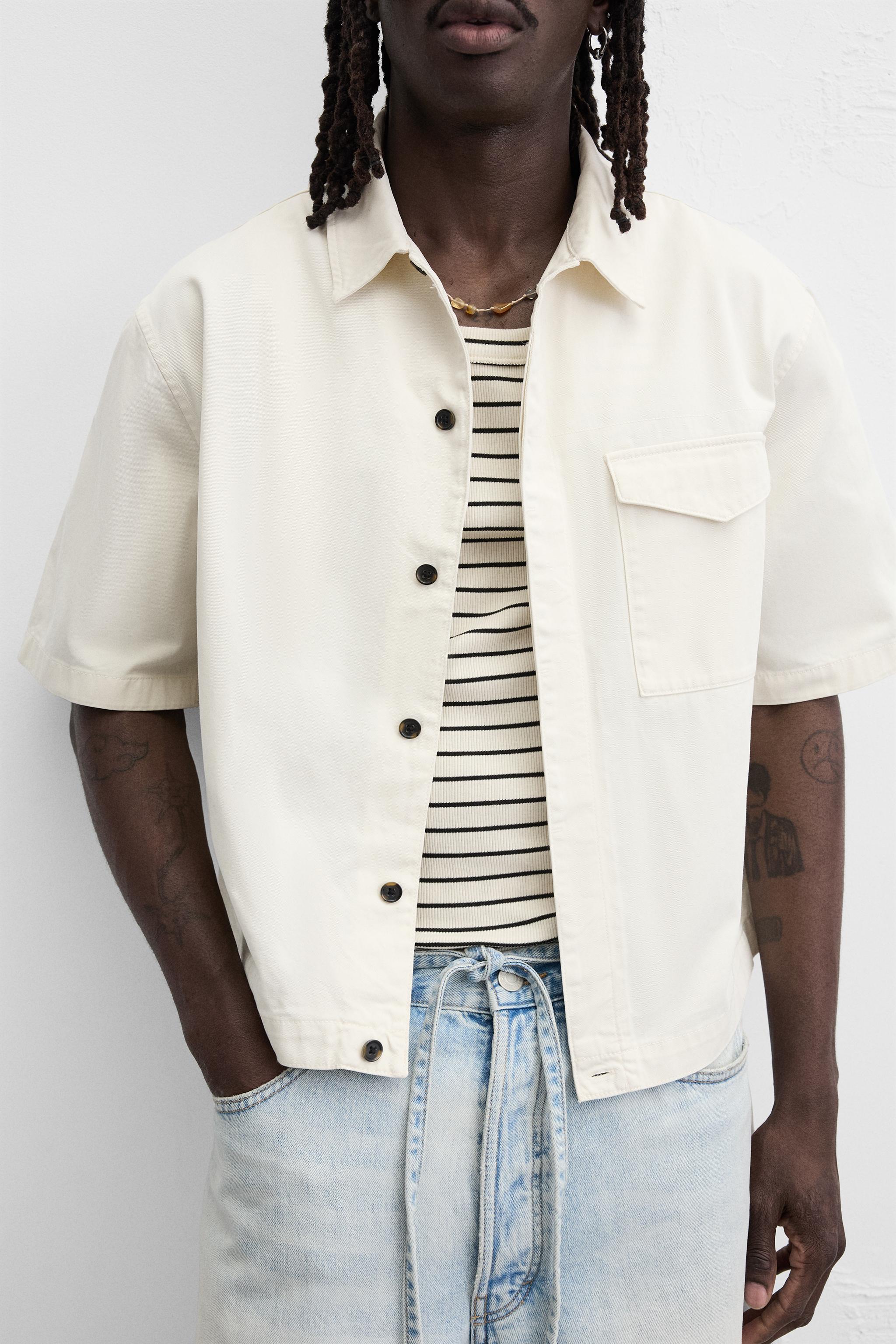 安心★関税込み★ZARA★WASHED OVERSHIRT WITH POCKET WASHED POCKET OVERSHIRT - Blue | ZARA United States