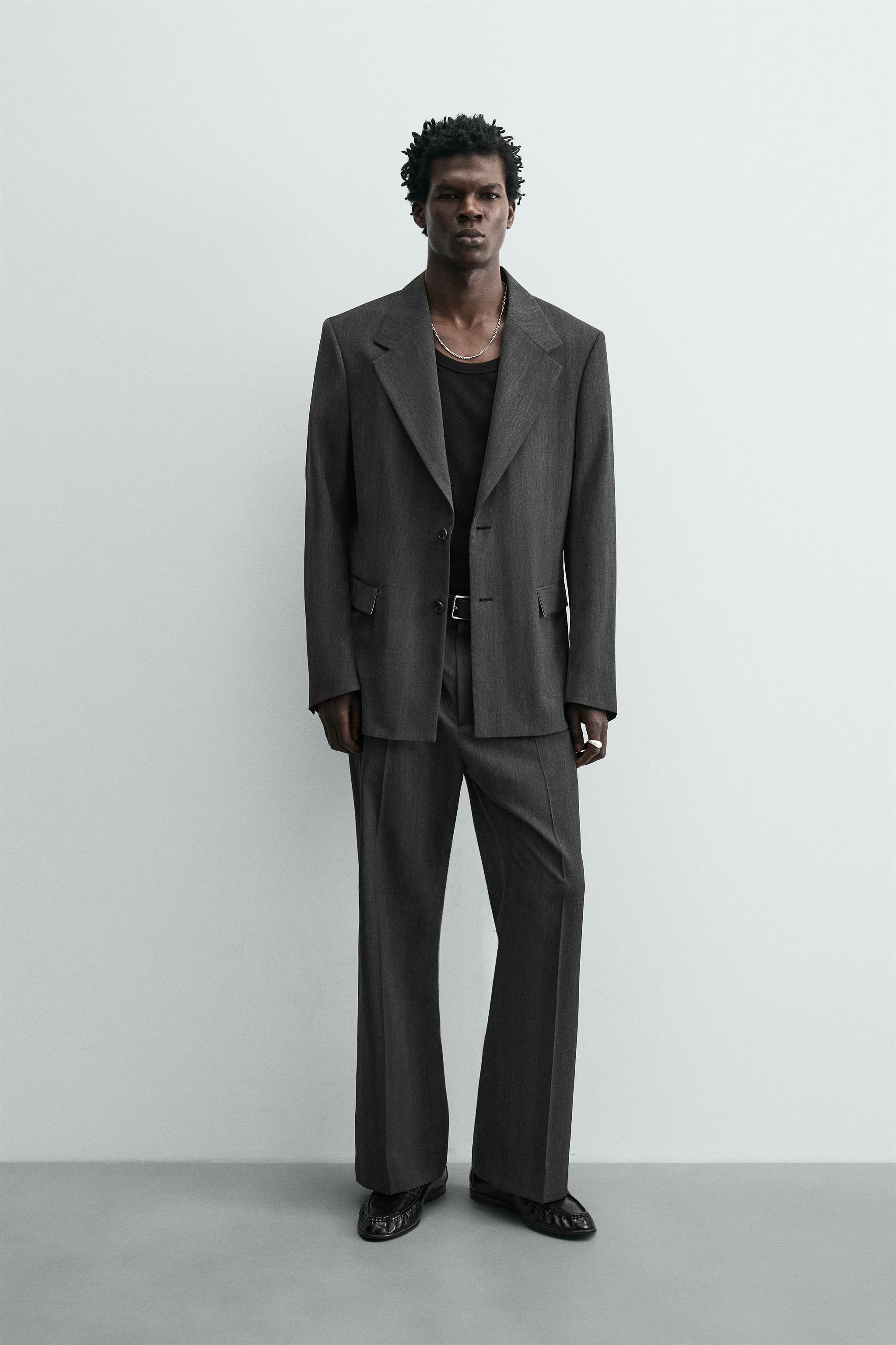TEXTURED FLARE SUIT TROUSERS - Grey | ZARA South Africa