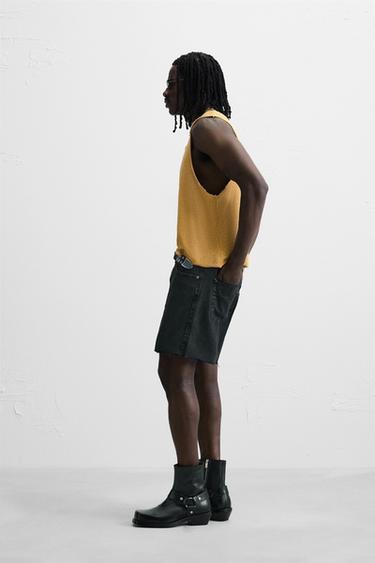 MINI SHORT EN DENIM - Noir de Zara - Image 3
