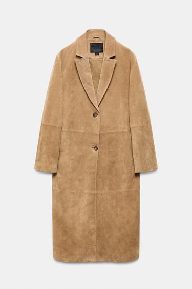 MANTEAU EN CUIR DAIM ZW COLLECTION LIMITED EDITION - Beige de Zara