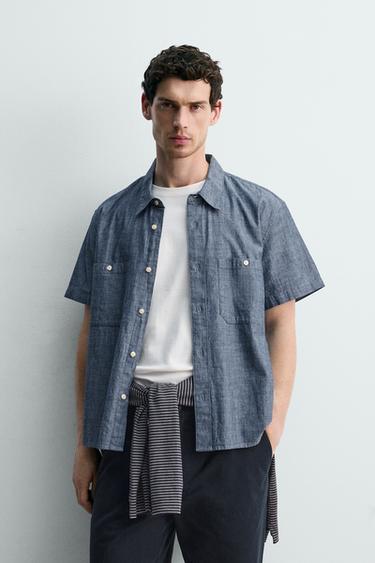 KOŠILE CHAMBRAY DENIM - střední modrá od Zara