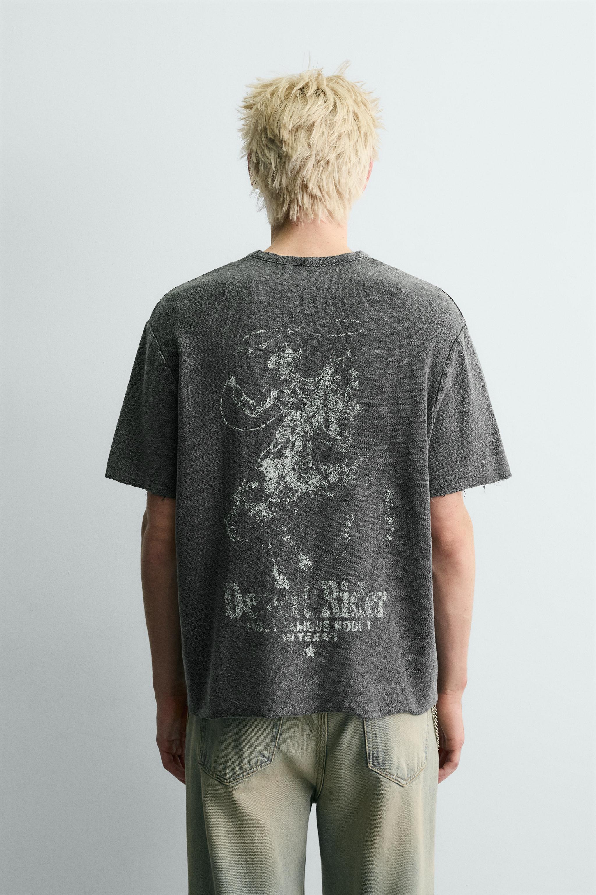CONTRAST PRINT KNIT T-SHIRT