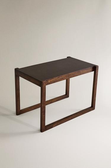 LARGE WOOD AND LEATHER SIDE TABLE - Dark brown by Zara - Image 1