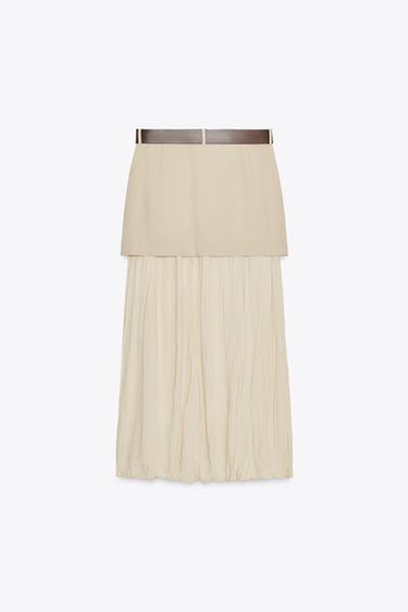 JUPE MIDI COMBINÉE CEINTURE - Beige clair de Zara - Image 8