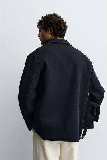 WOOL OVERSHIRT WITH POCKETS - Navy blue by Zara - Image 2