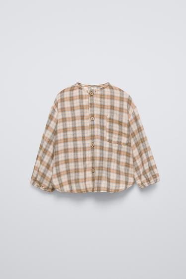PLAID SHIRT WITH POCKET - Ochre by Zara