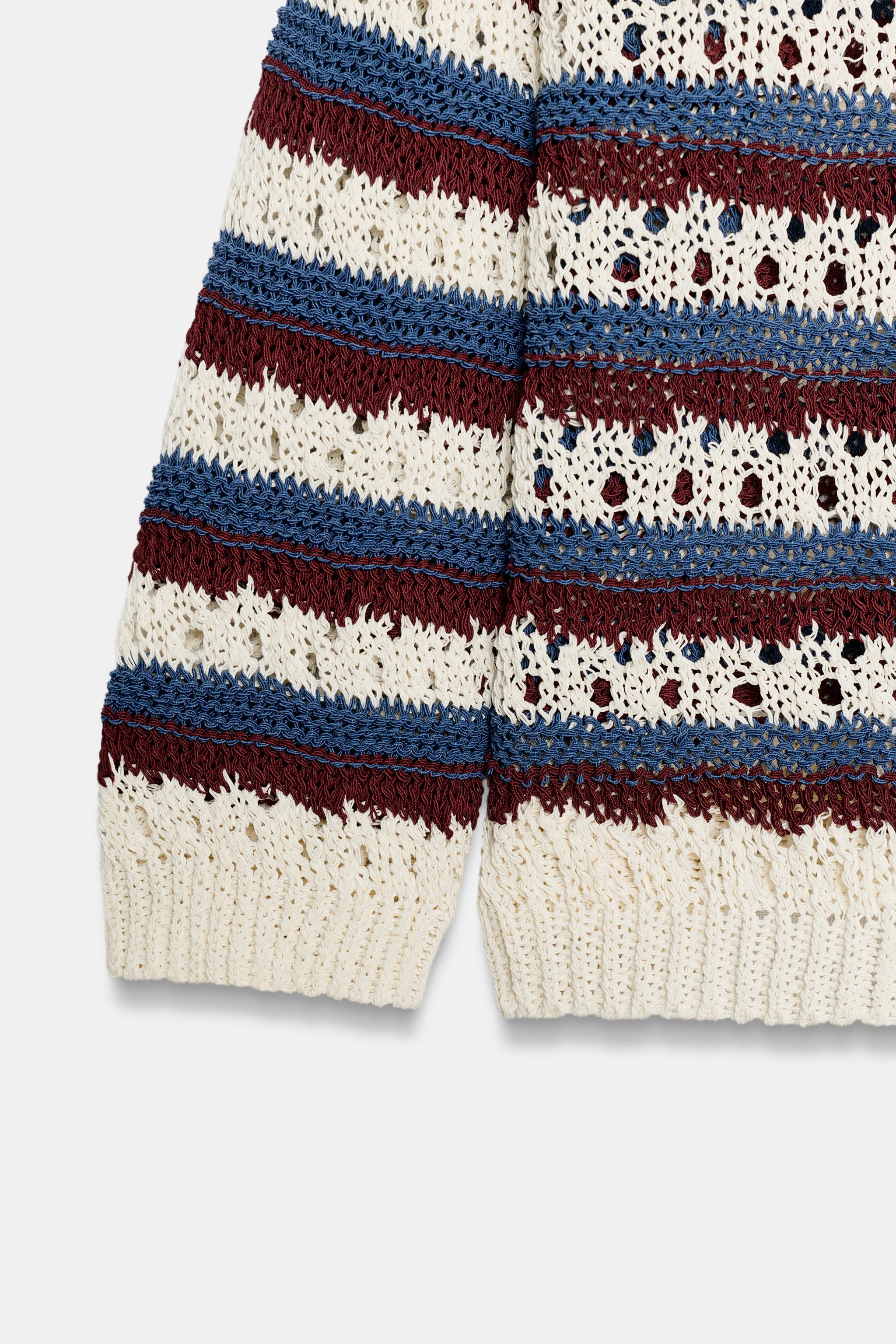 OPEN-KNIT STRIPED JACKET