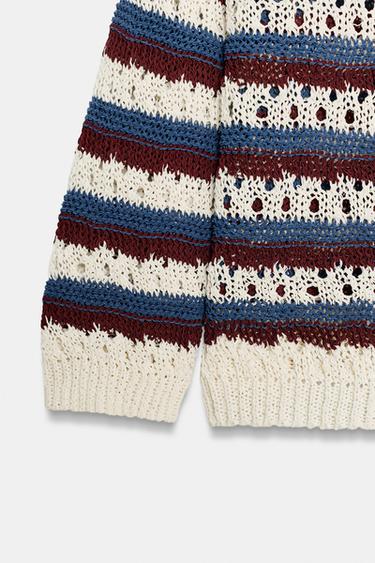 GILET RAYÉ EN MAILLE AJOURÉE - Multicolore de Zara - Image 8