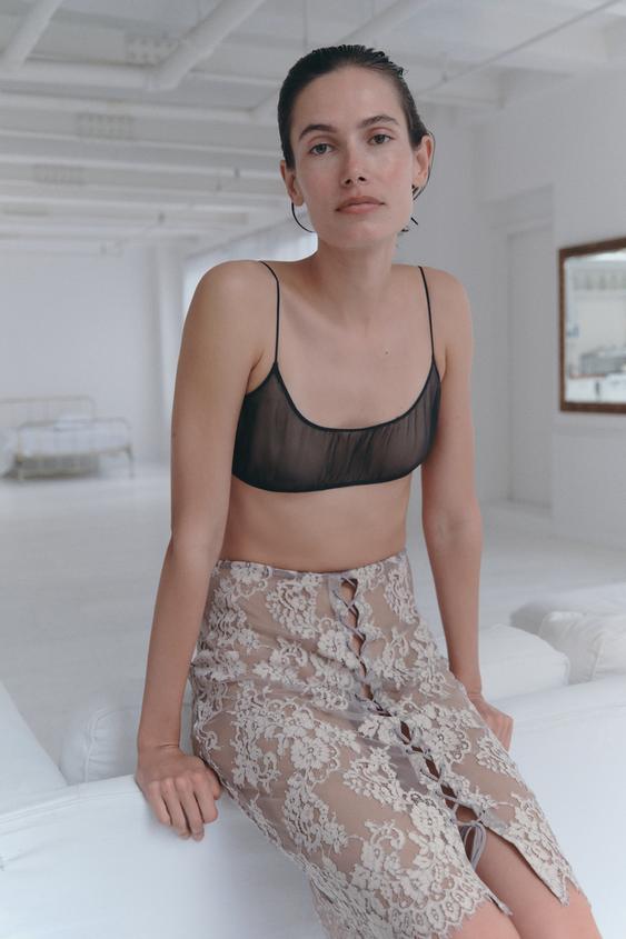 Zara 100% SILK BRA - Dark gray - Image 0