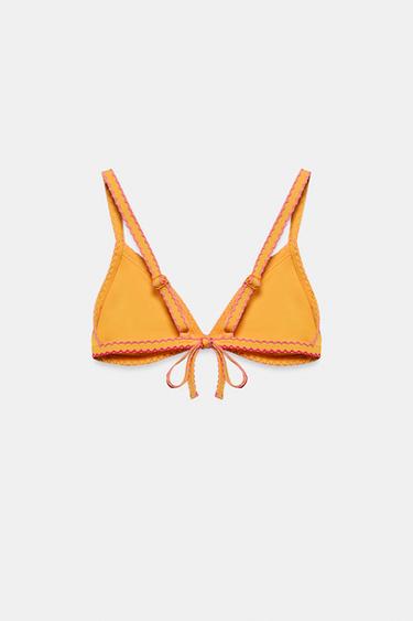 HAUT DE BIKINI À FLEURS BRODÉES - Jaune de Zara - Image 7