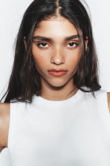 TOP RIB TIRANTES - Blanco de Zara