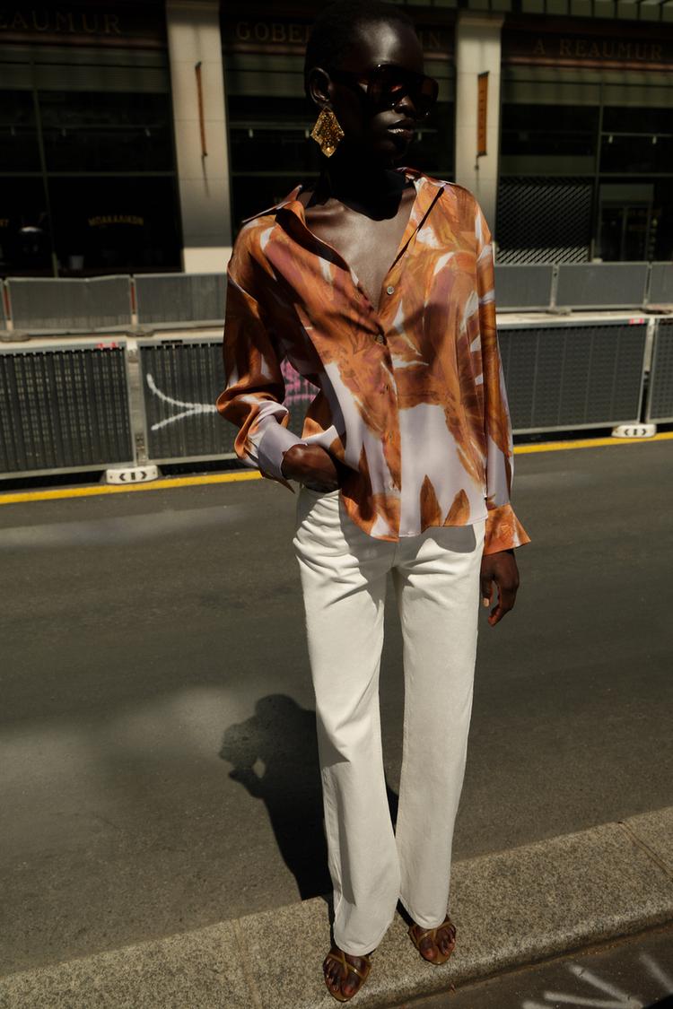PRINTED SATIN SHIRT Multicoloured ZARA United Kingdom