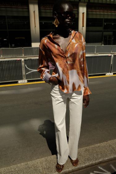 CAMISA SATINADA ESTAMPADA - Multicolor de Zara - Imagen 0