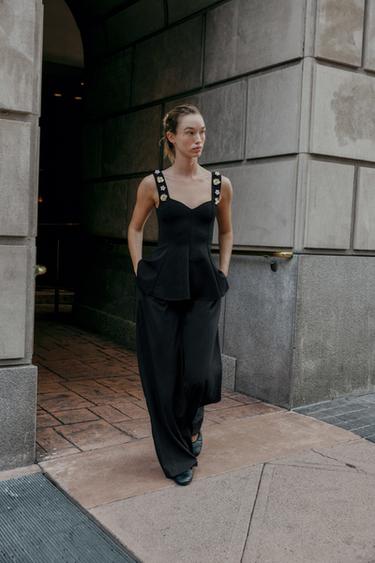 PEPLUM STRETCH TOP - Black by Zara