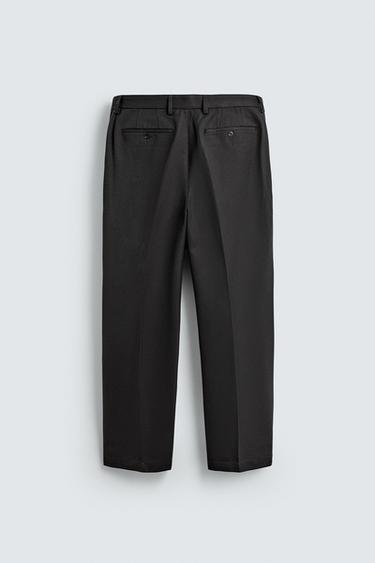 TEXTURED PLEATED TROUSERS - Grey by Zara