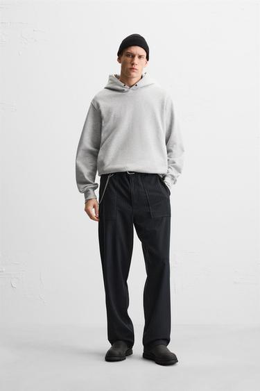 Zara PINSTRIPE CARPENTER POCKET PANTS - Navy blue - Image 0