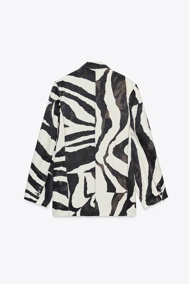 ZW COLLECTION ANIMAL PRINT BLAZER - Black / White by Zara - Image 3