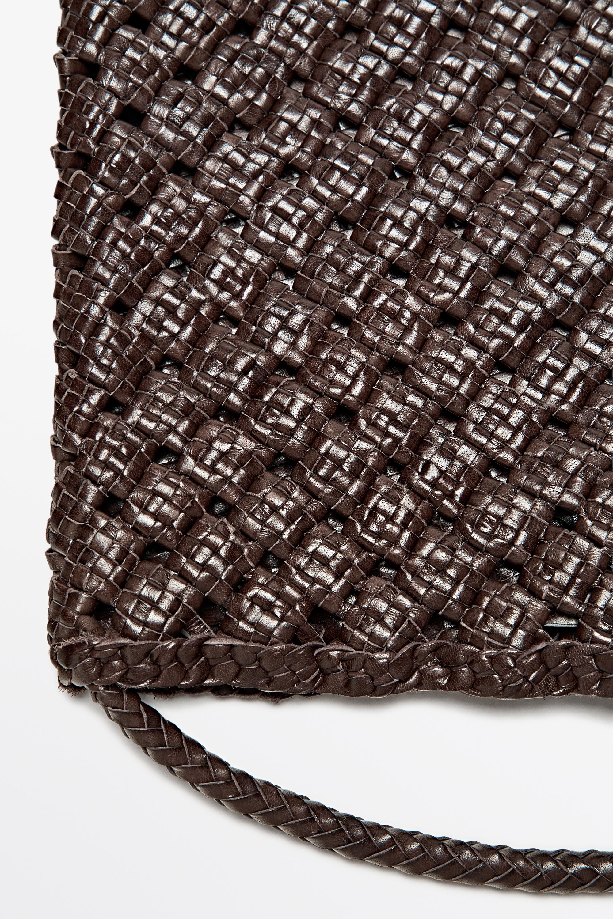 Sac moyen tressé en cuir nappa