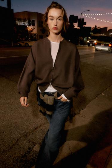 VESTE BOMBER INTERLOCK - Marron de Zara - Image 1