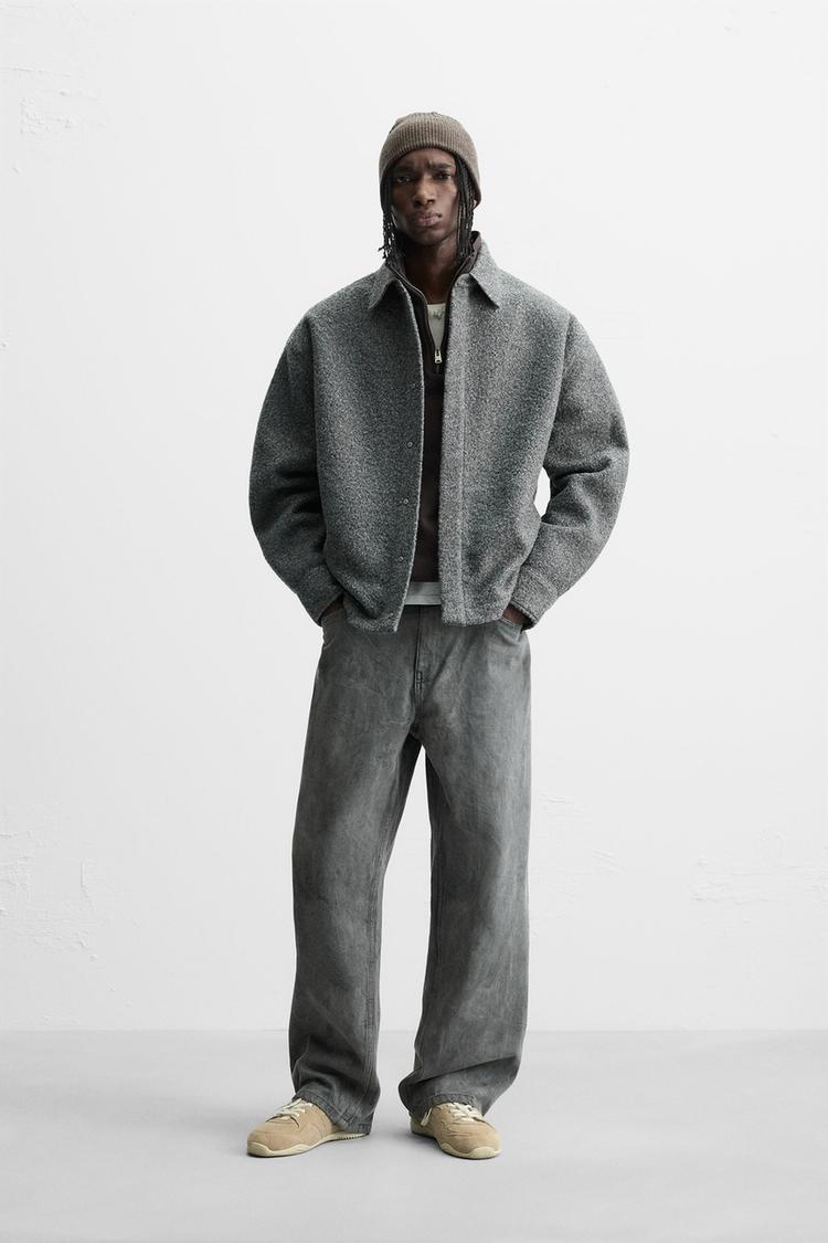 ブークレ素材シャツジャケット - グレー | ZARA Japan / 日本