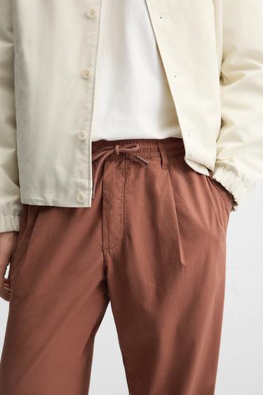 PANTALON EN POPELINE À PLIS - Tuile de Zara - Image 4
