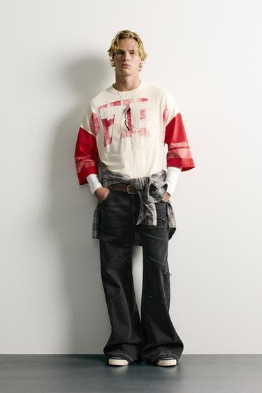 VINTAGE WASH PATCH BOXY T-SHIRT - Red by Zara