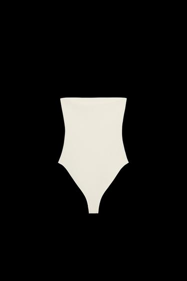 STRETCH BANDEAU BODYSUIT - Oyster-white by Zara