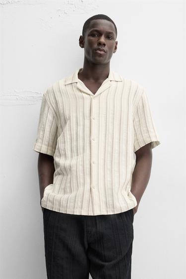 STRIPED TEXTURED SHIRT - Ecru by Zara