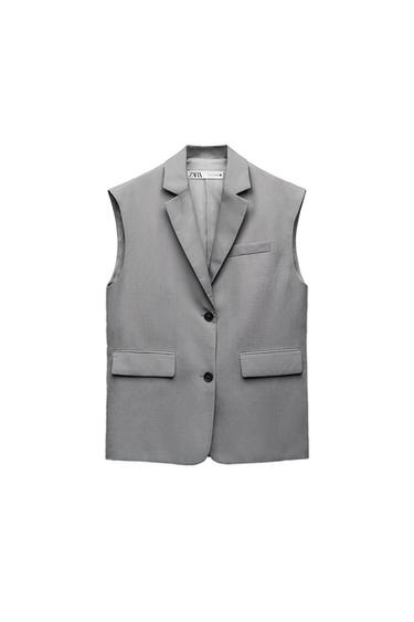 LINEN BLEND OVERSIZE WAISTCOAT