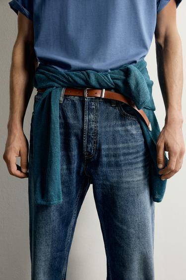 CEINTURE EN CUIR À BOUT RAPPORTÉ - Marron de Zara - Image 0