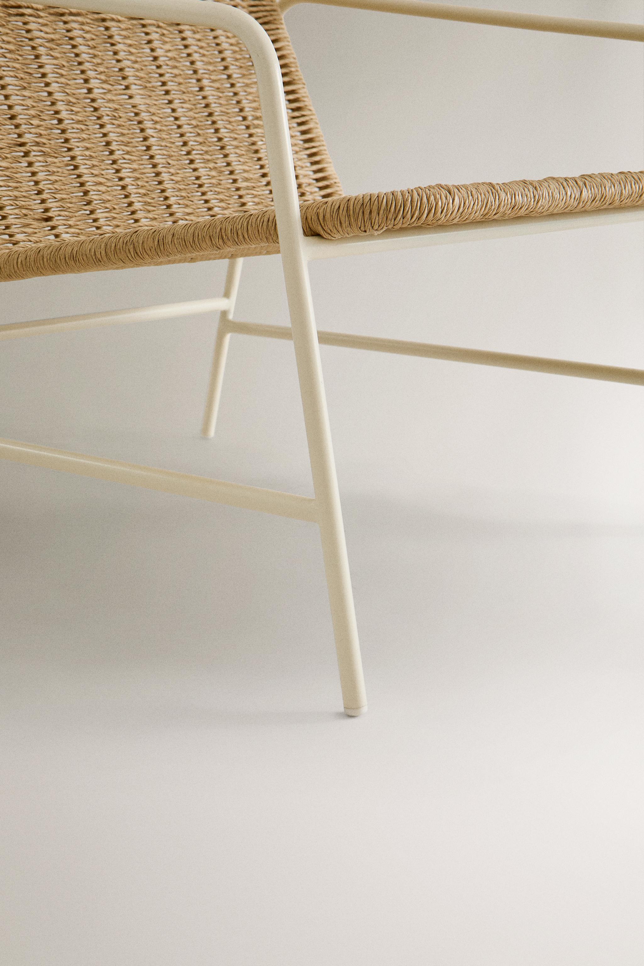 WOVEN OUTDOOR CHAIR WITH METAL FRAME - Brown / White | ZARA United