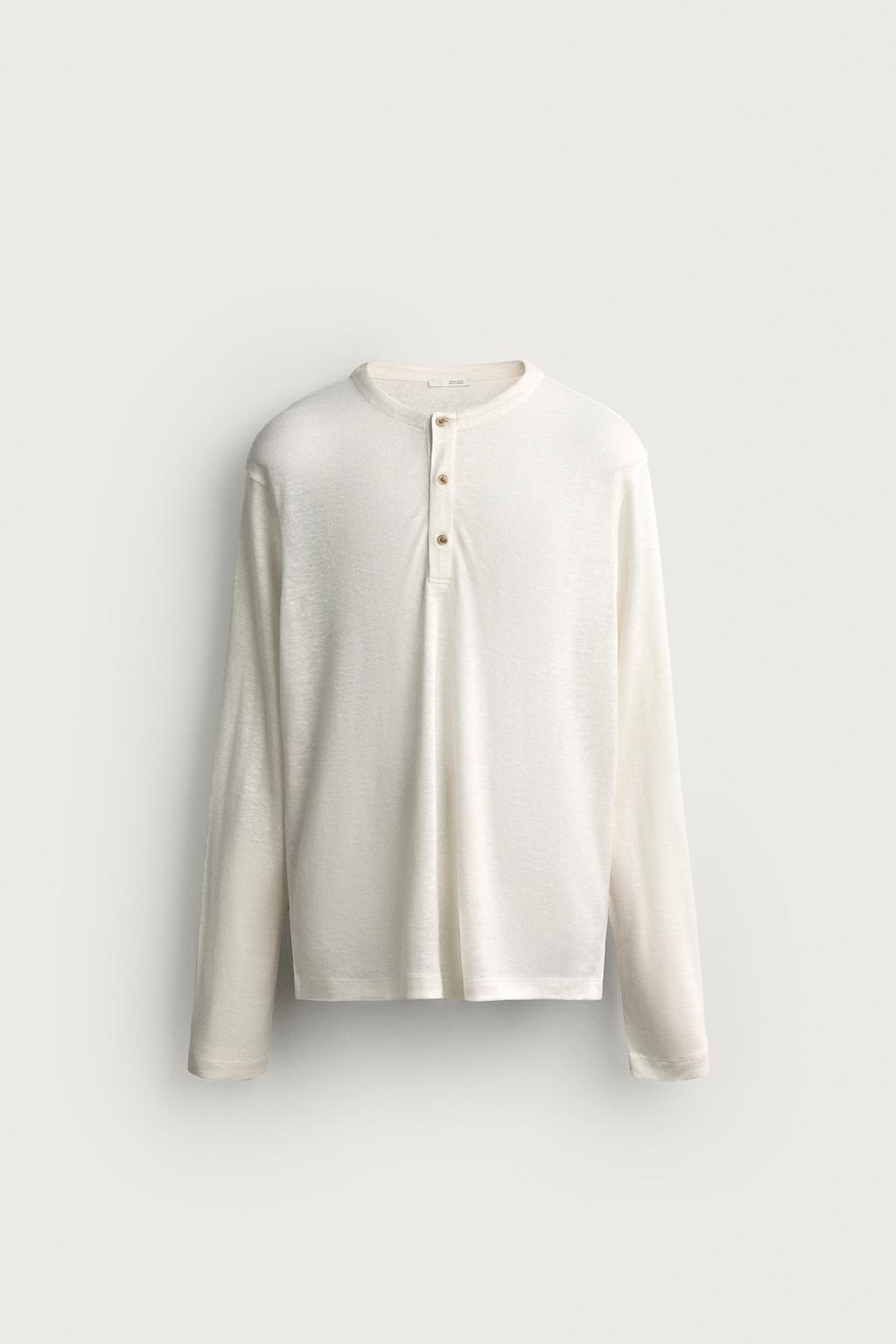 HEMP-VISCOSE HENLEY T-SHIRT