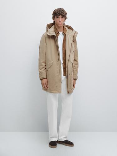 Parka tissu déperlant toucher pêche - Beige de Zara - Image 0