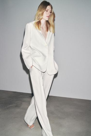 LINEN BLEND TROUSERS ZW COLLECTION - White by Zara