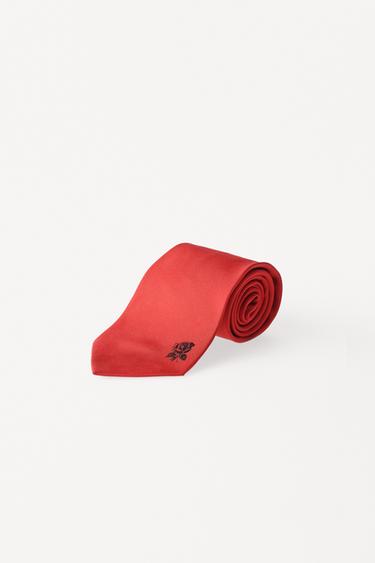 CORBATA 100% SEDA BORDADO WILLY CHAVARRIA X ZARA - Rojo de Zara