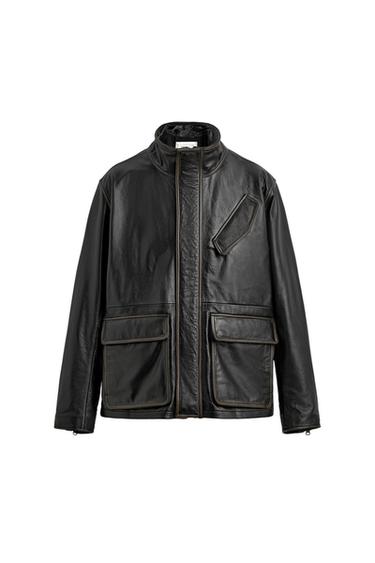 LIMITED EDITION LEATHER JACKET WITH POCKETS - Black by Zara