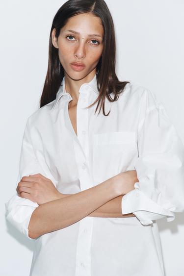 CHEMISE OVERSIZE EN POPELINE - Blanc de Zara - Image 2