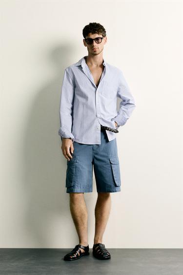 CAMISA REGULAR FIT ESTRUCTURA OXFORD - Azul / Blanco de Zara - Imagen 0