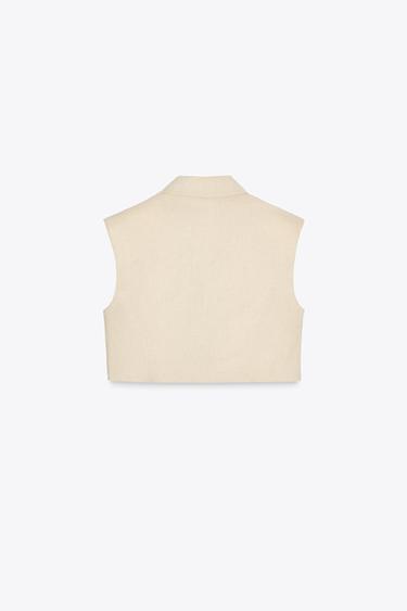 LINEN BLEND SHORT WAISTCOAT - Light beige by Zara - Image 5
