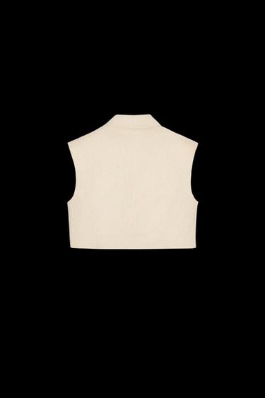 CHALECO CORTO CON LINO - Beige claro de Zara